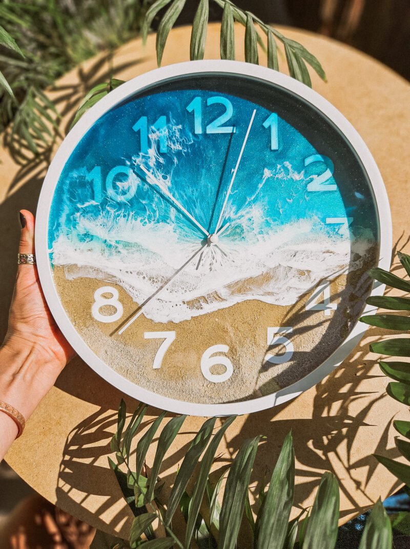 Zegar ścienny z cyframi "Turquoise Beach II"